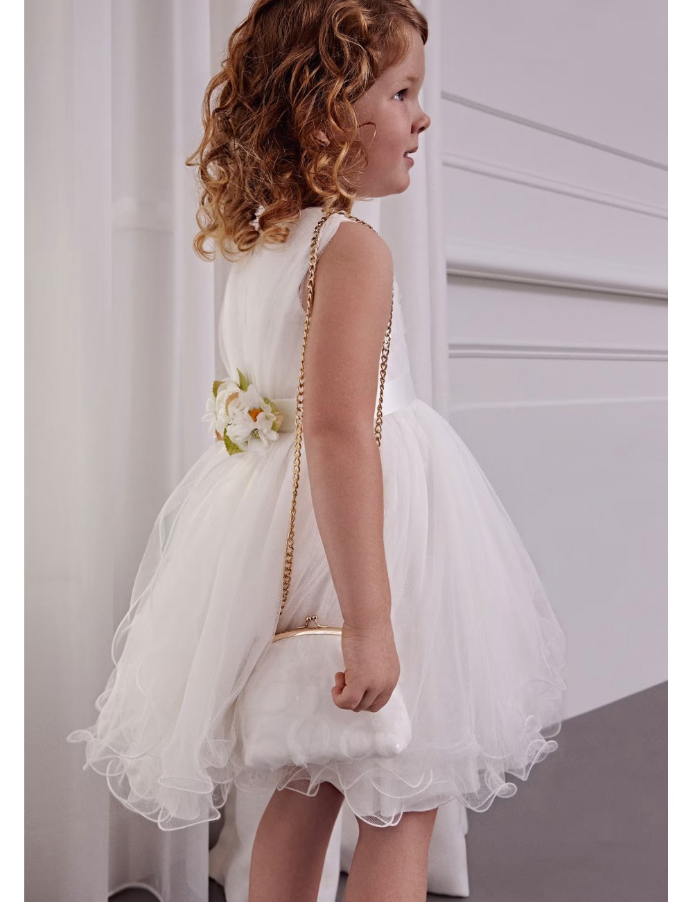 035 ABITO BAMBINA ABEL E LULA CERIMONIA VESTITO DRESS TULLE ONDULATO KID GIRL