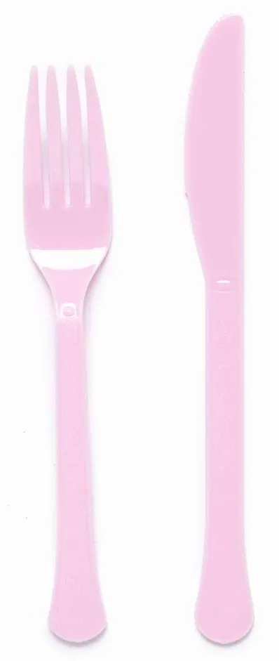 24 forchetta e cucchiaio rosa marshmallow riutilizzabili