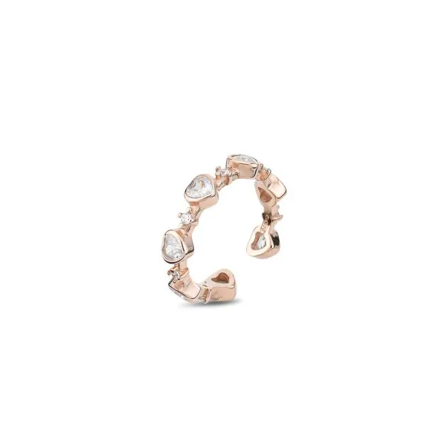 AN494RS Anello oro rosa con cristalli bianchi a cuore e zirconi    