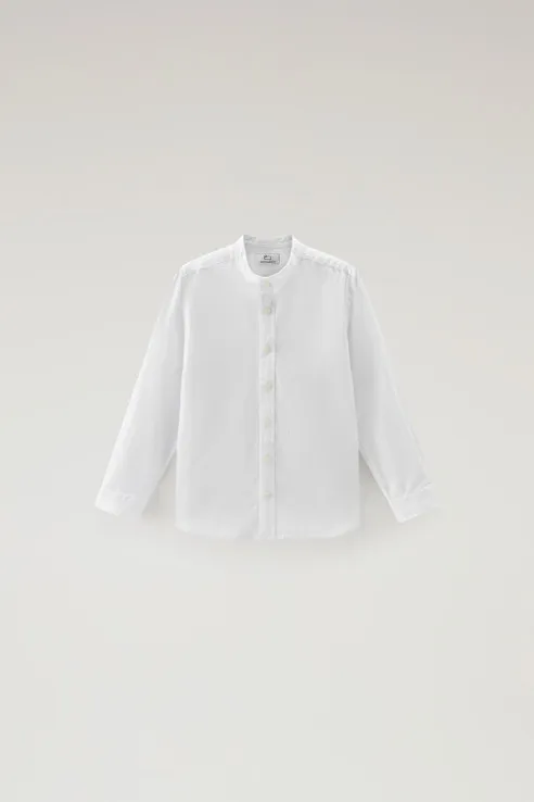Camicia alla coreana da bambino in misto lino e cotone                                                                          