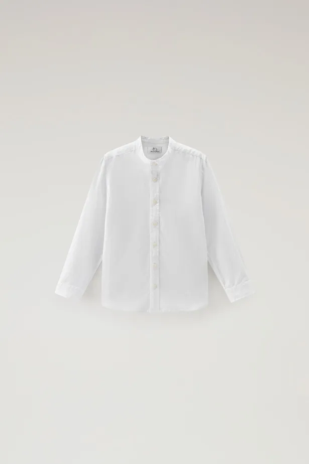 Camicia alla coreana da bambino in misto lino e cotone                                                                          