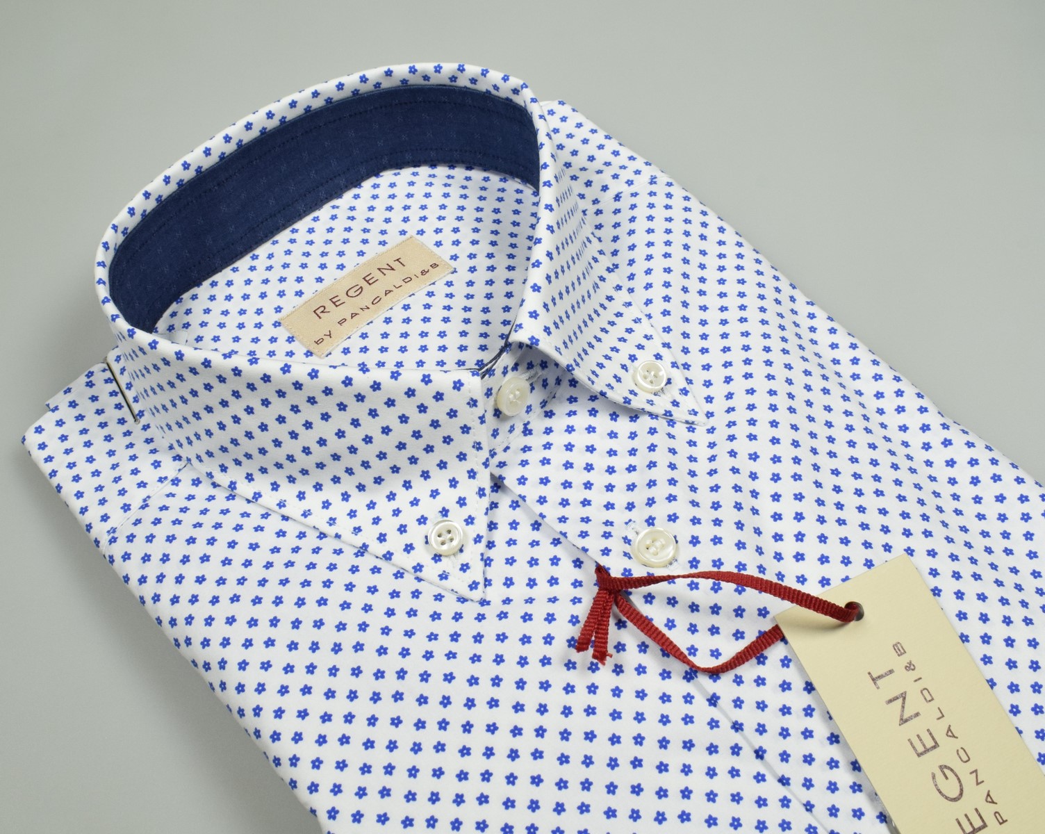 Camicia pancaldi regular fit disegno stampato azzurro