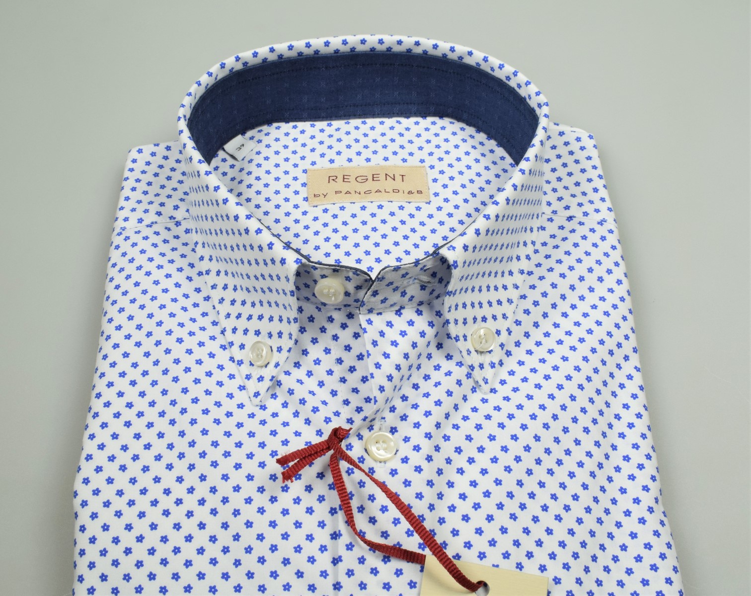 Camicia pancaldi regular fit disegno stampato azzurro