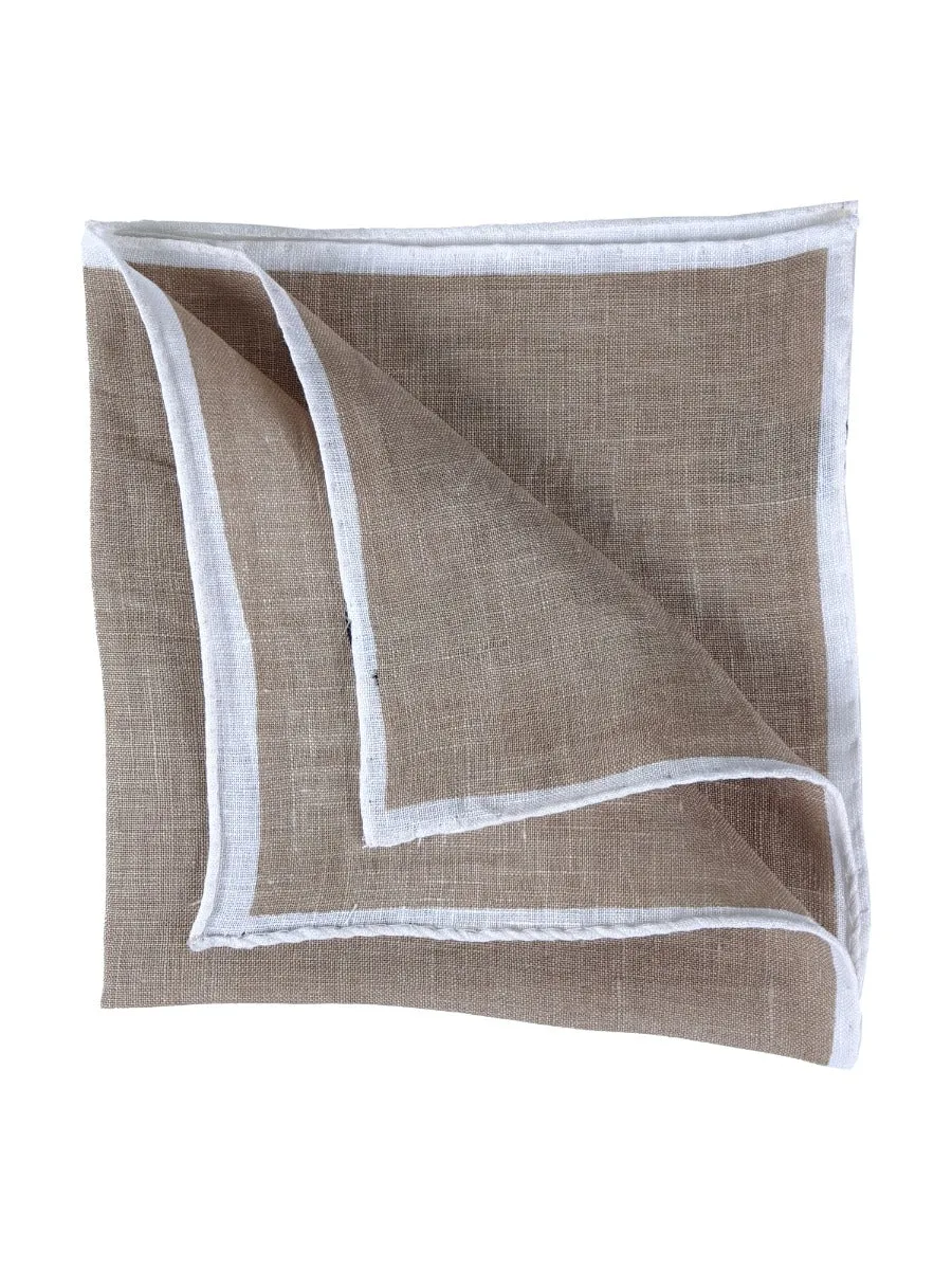 Fazzoletto da taschino XL LINO in puro lino Beige/Bianco 
