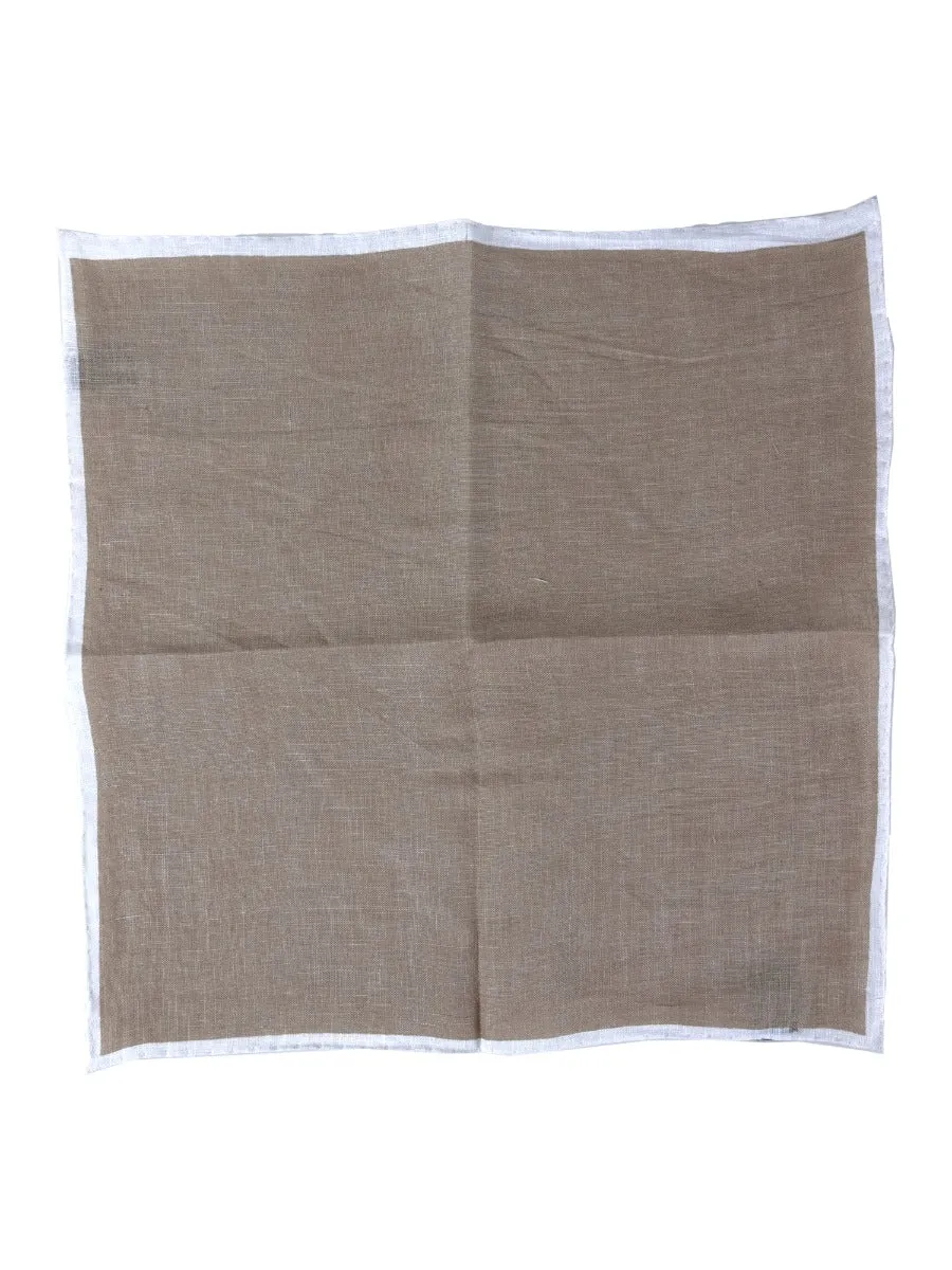 Fazzoletto da taschino XL LINO in puro lino Beige/Bianco 