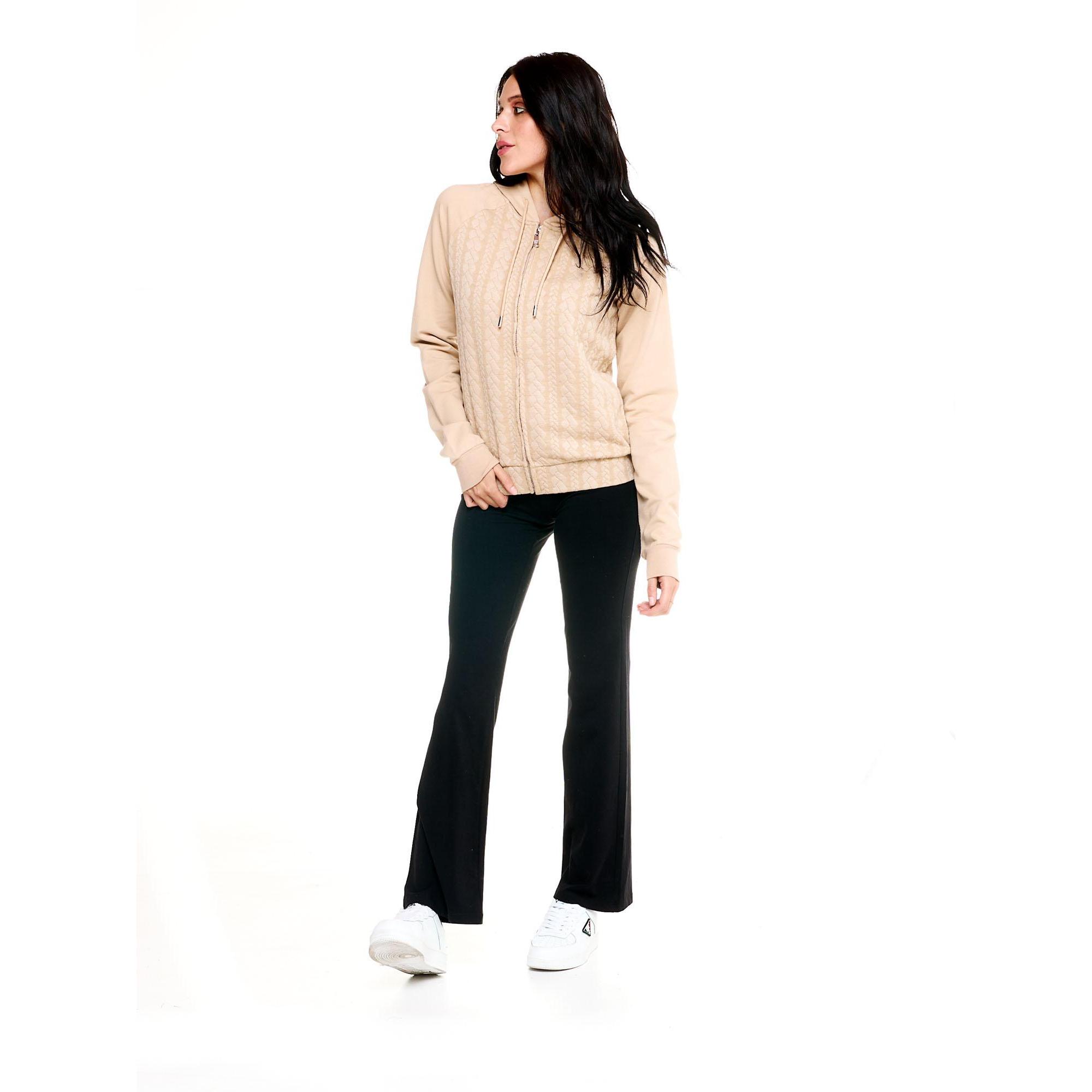 Felpa con cappuccio bonded Leone donna con zip intera Greyss