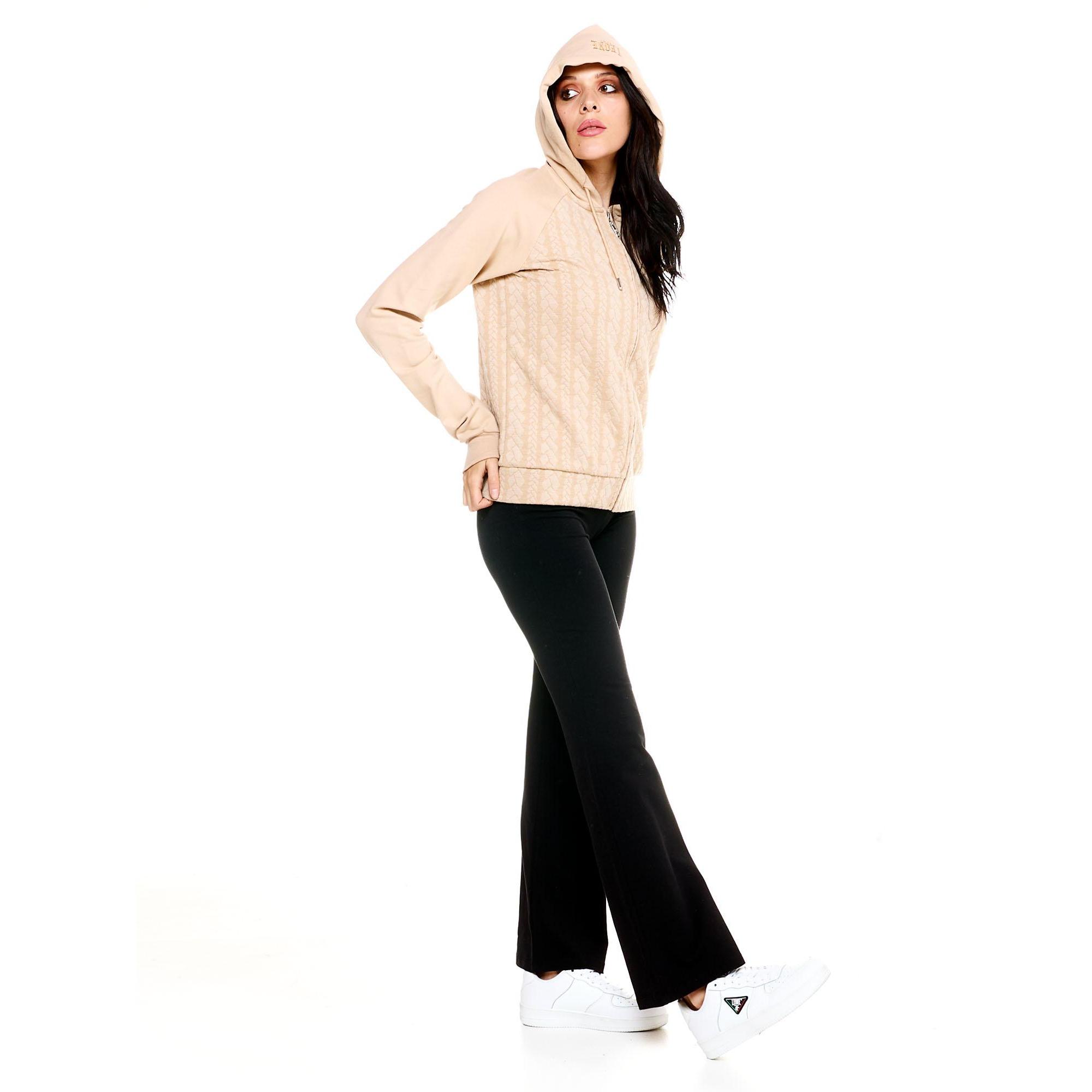 Felpa con cappuccio bonded Leone donna con zip intera Greyss