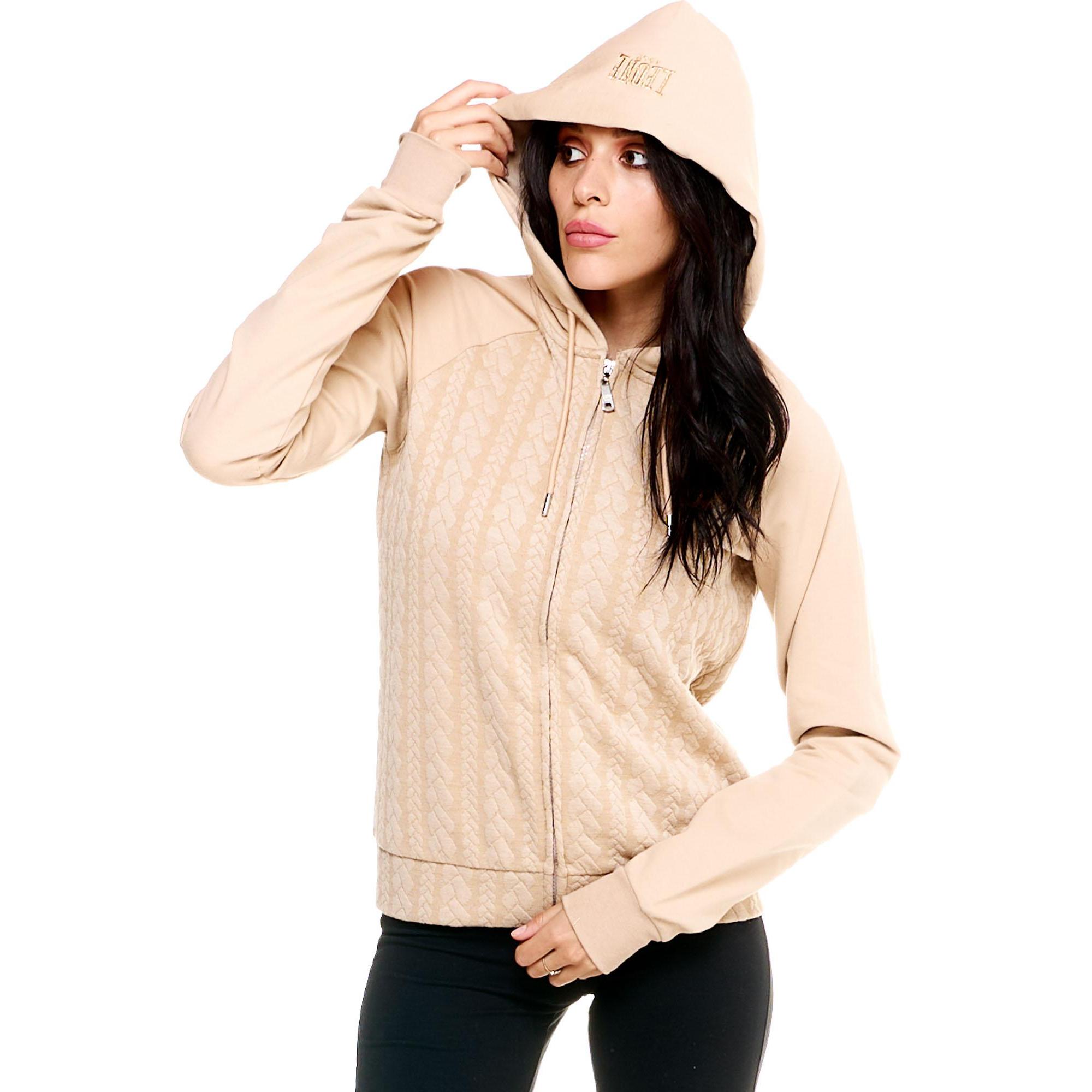 Felpa con cappuccio bonded Leone donna con zip intera Greyss