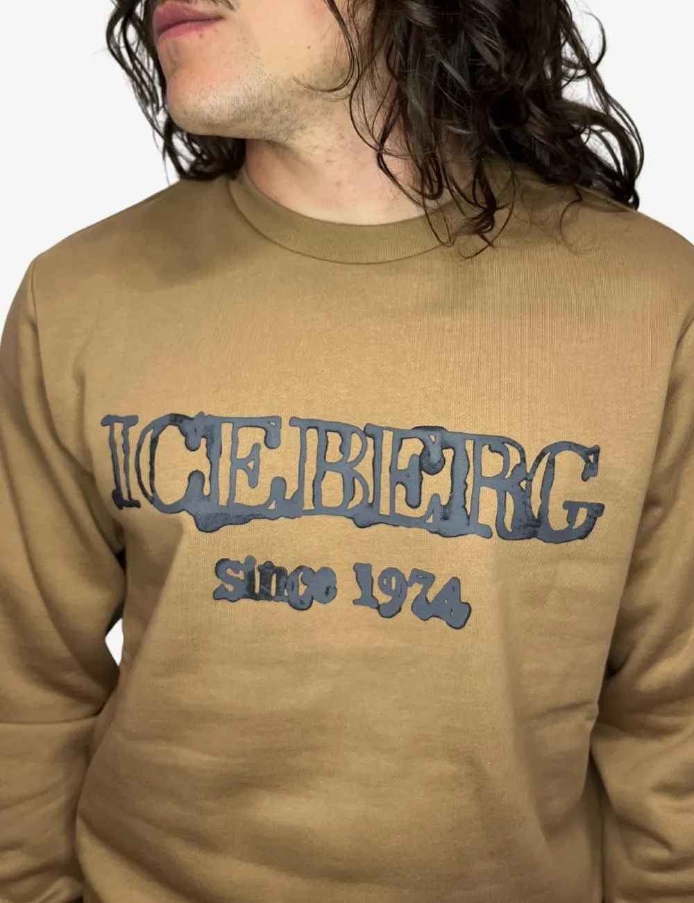 Felpa Iceberg girocollo con logo a contrasto uomo
