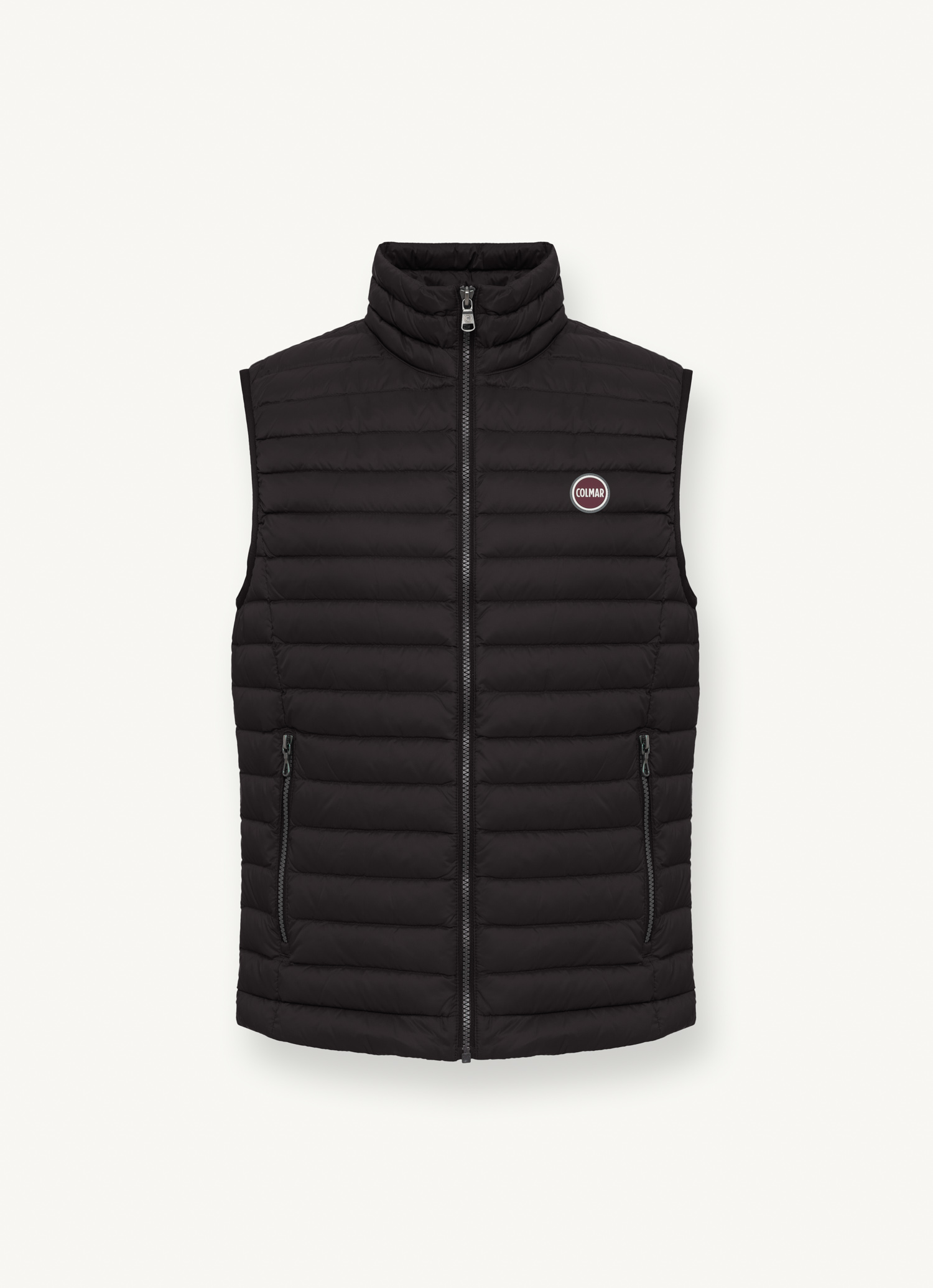 Gilet nero imbottito in piuma