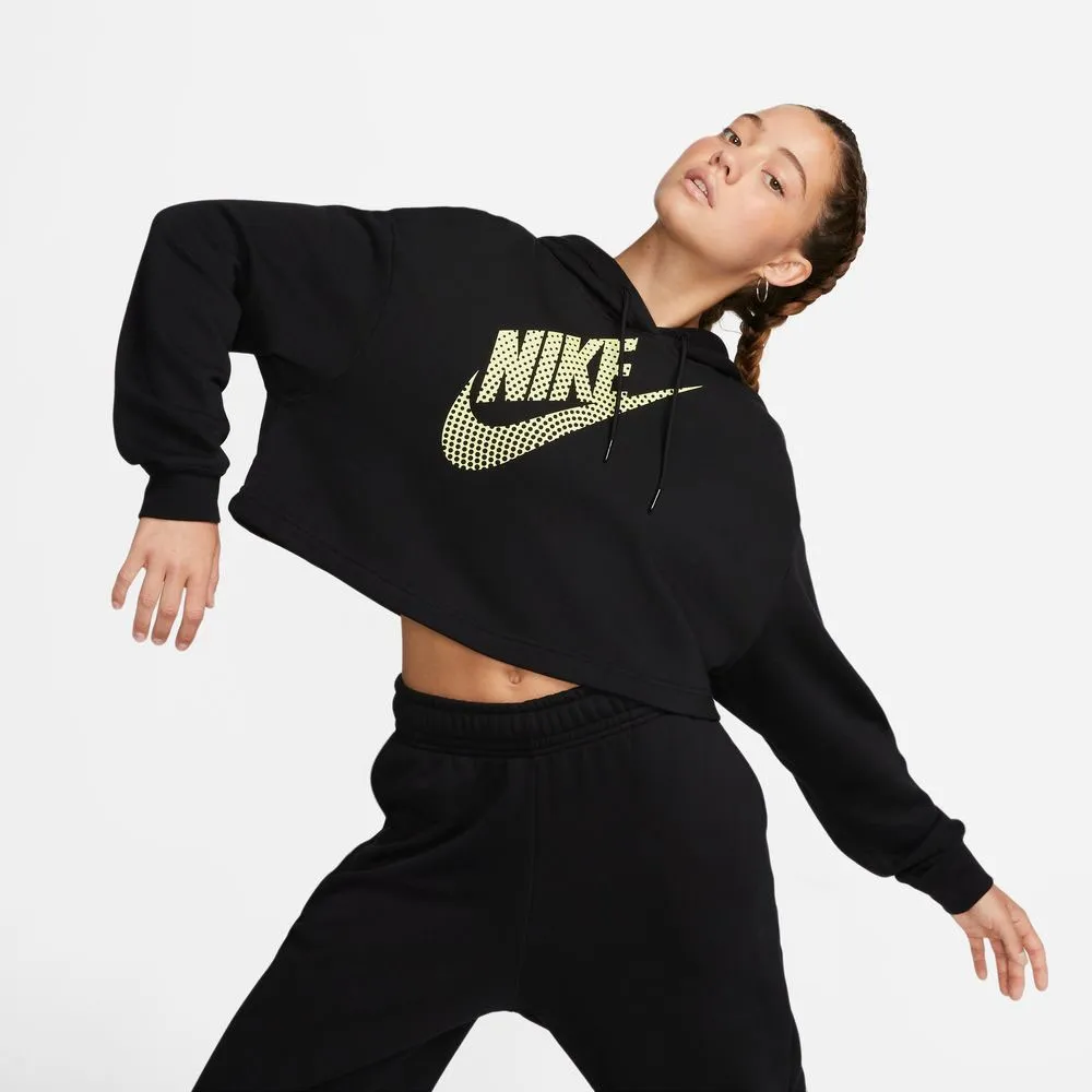 Nike Felpa Crop Top Con Cappuccio Dance Pack Nero Donna