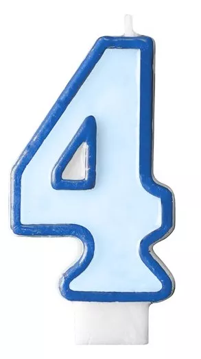 Numero candela 4 blu 7 cm