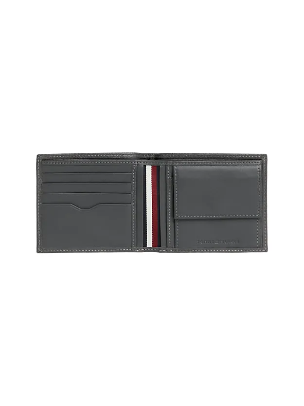 PORTAFOGLIO UOMO TOMMY HILFIGER IN PELLE CON PORTA MONETE GRIGIO AM0AM11855 PSM DARK GREY 