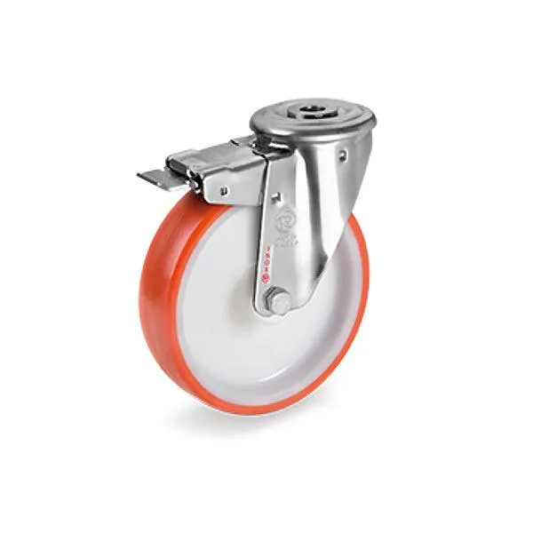 TELLURE ROTA RUOTA 60 SUPPORTO GIREVOLE C/FORO+FRENO INOX D.MM125 KG220